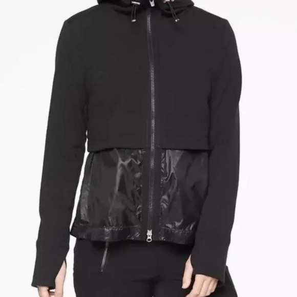Athleta Windy Point Jacket Small Black Hoodie Full Zipper Windbreaker - Picture 15 of 15